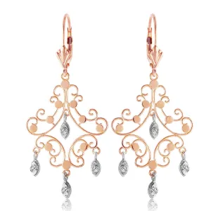 0.04 Carat 14K Solid Rose Gold Chandelier Diamond Earrings