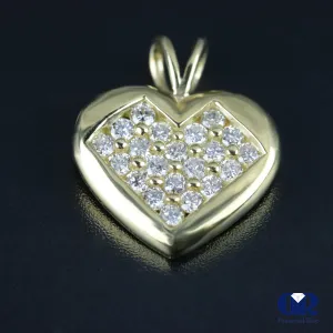 0.65 Carat Round Cut Diamond Heart Pendant In 14K Yellow Gold