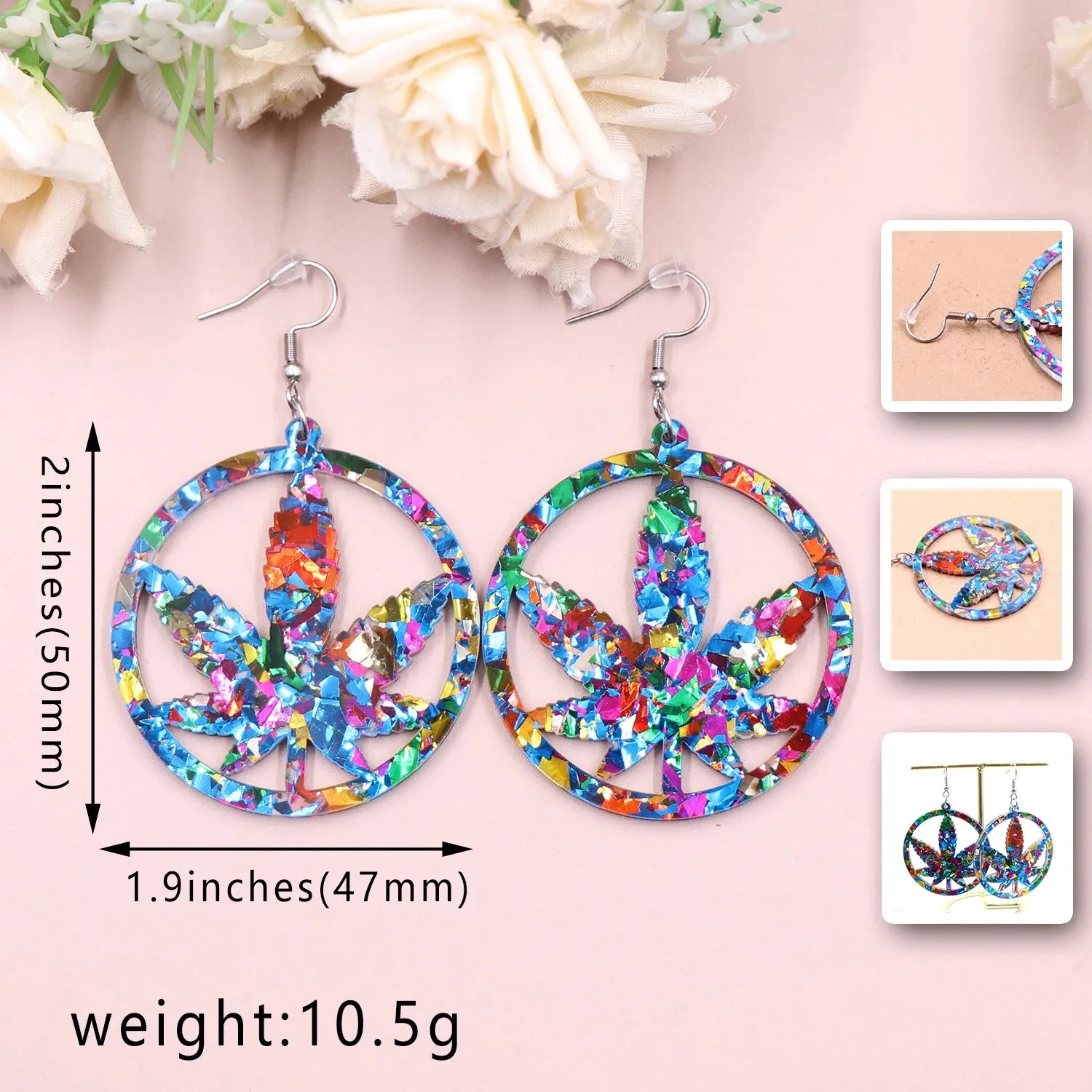 1 Pair New Product: Trendy Acrylic Plant Leaf Earrings - Stylish Jewelry for Women