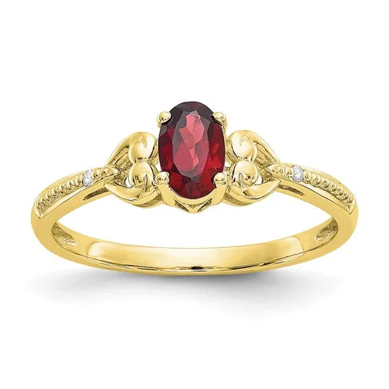 10k Gold Genuine Oval Gemstone Diamond Accented Hearts Rings