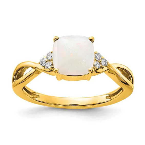 10k or 14k White or Yellow Gold Cushion Gemstone & Diamond Rings