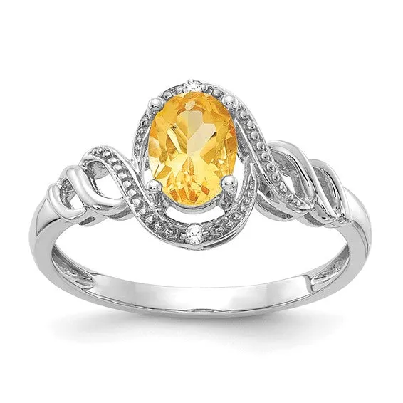 10k White or Yellow Gold Genuine Oval Gemstone & Diamond Rings