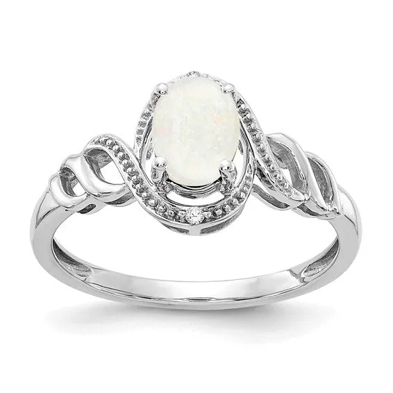 10k White or Yellow Gold Genuine Oval Gemstone & Diamond Rings