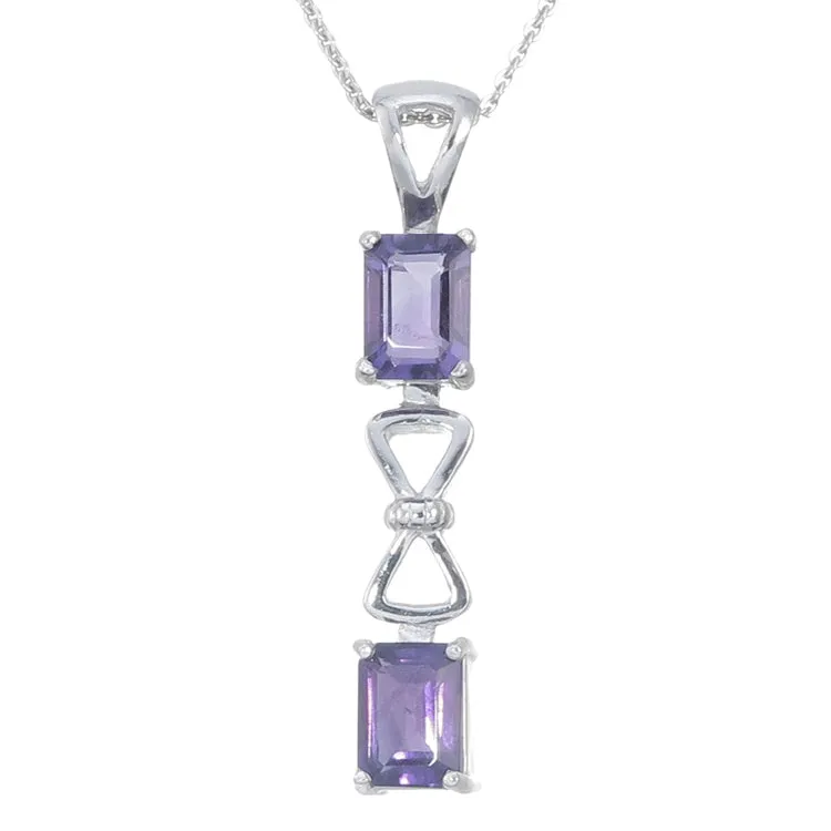 1.30 cttw Pendant Necklace, Amethyst Pendant Necklace for Women in .925 Sterling Silver with 18 Inch Chain, Prong Setting