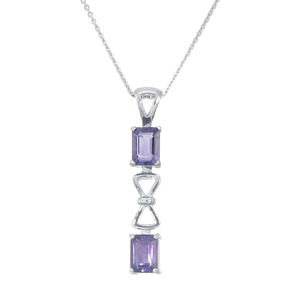 1.30 cttw Pendant Necklace, Amethyst Pendant Necklace for Women in .925 Sterling Silver with 18 Inch Chain, Prong Setting