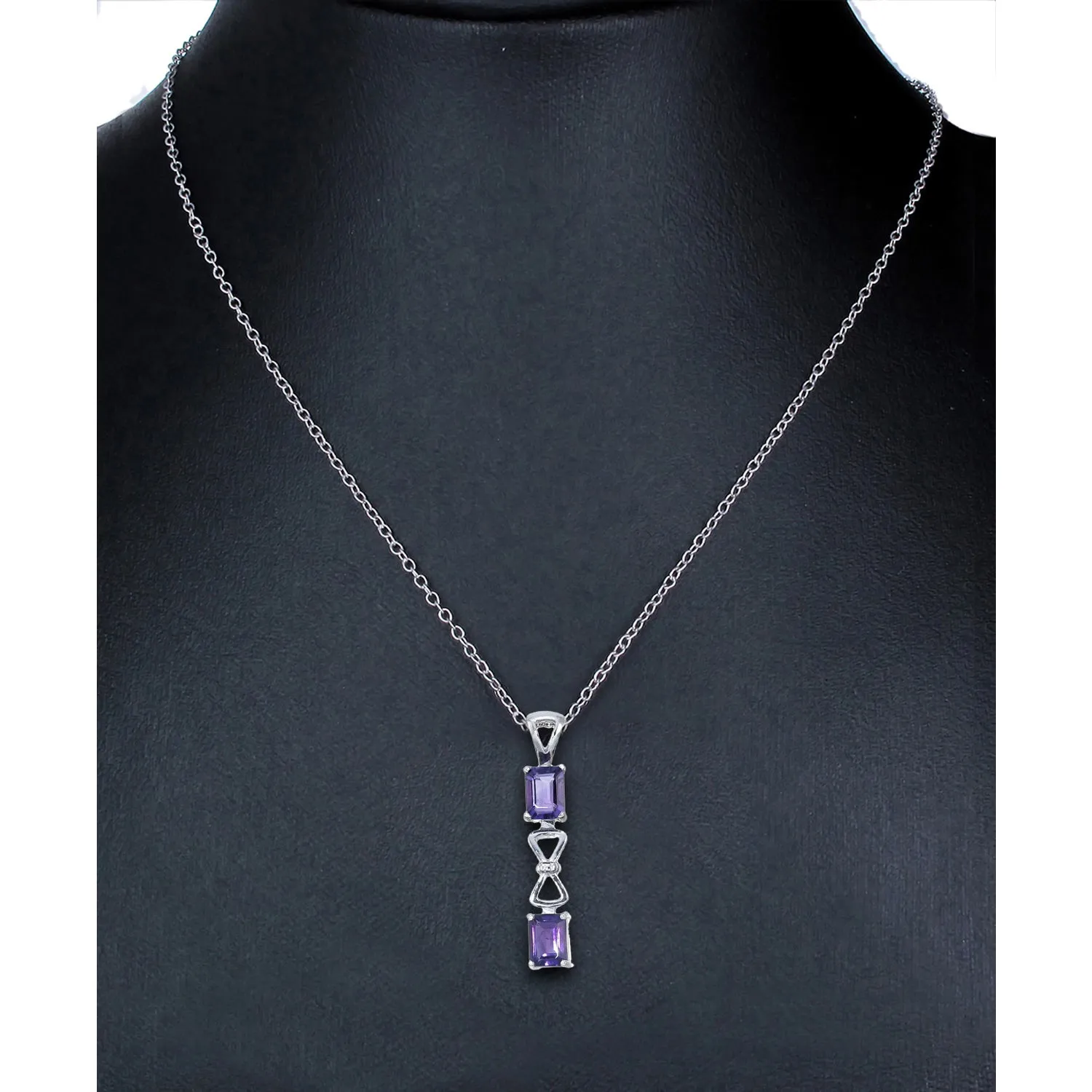 1.30 cttw Pendant Necklace, Amethyst Pendant Necklace for Women in .925 Sterling Silver with 18 Inch Chain, Prong Setting