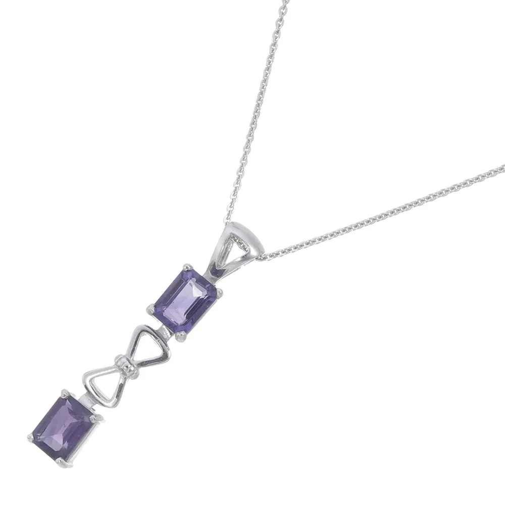 1.30 cttw Pendant Necklace, Amethyst Pendant Necklace for Women in .925 Sterling Silver with 18 Inch Chain, Prong Setting