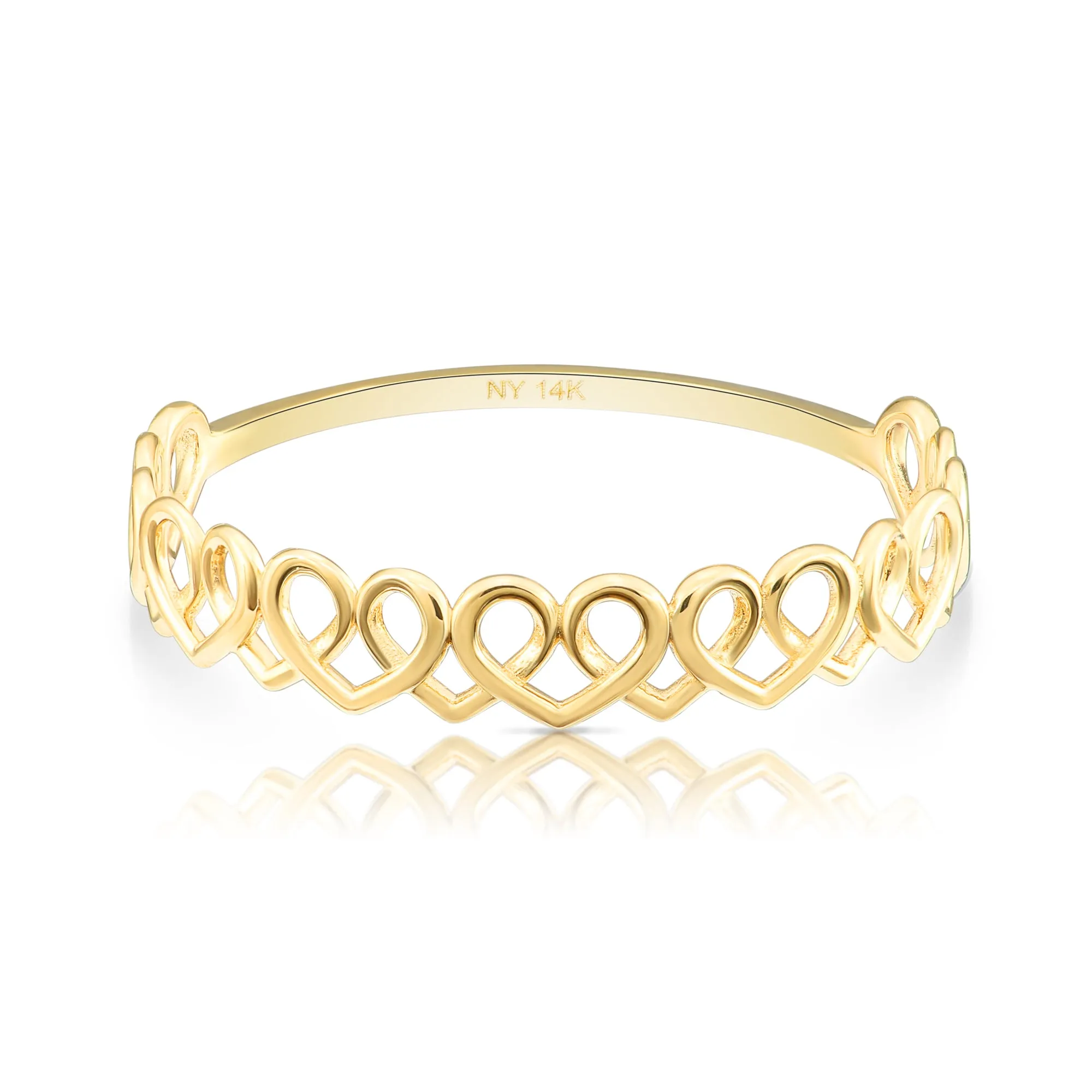 14k Gold Dainty Heart Link Ring