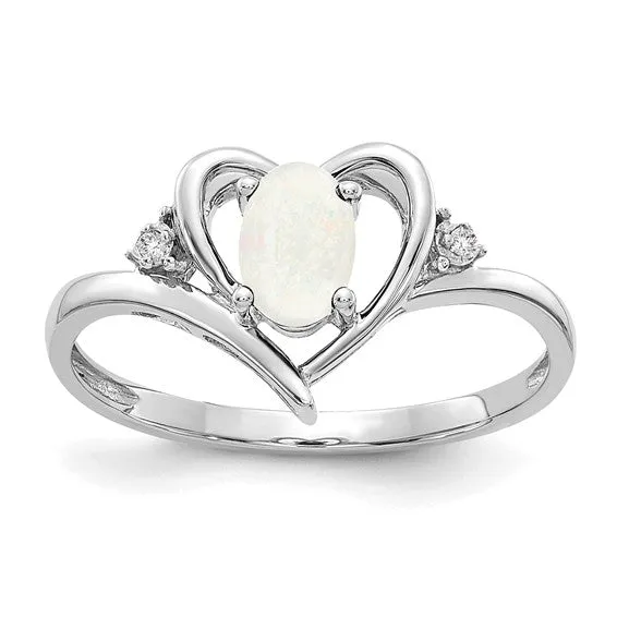 14k Gold Genuine Gemstone Diamond Heart Rings