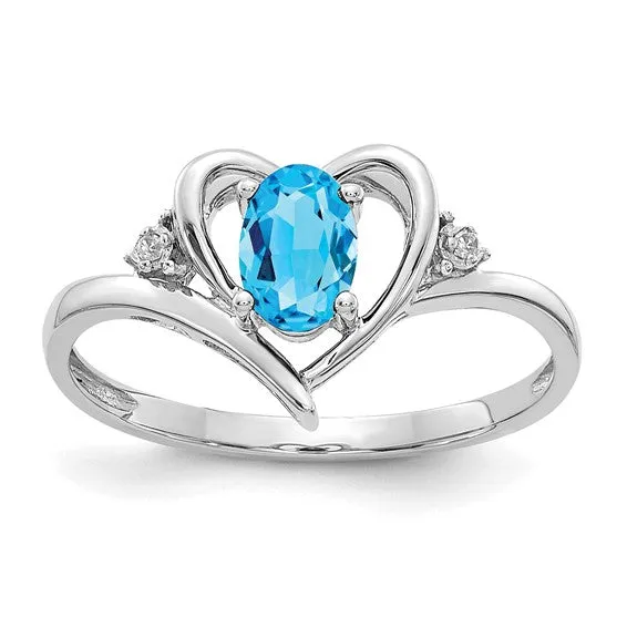 14k Gold Genuine Gemstone Diamond Heart Rings