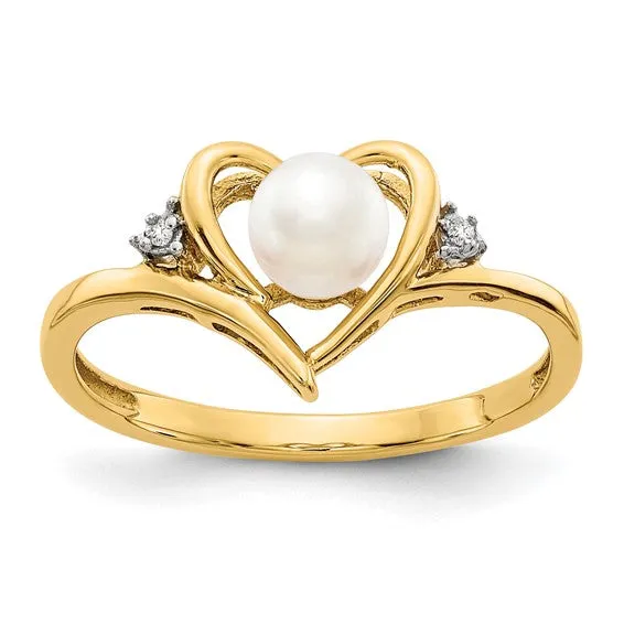 14k Gold Genuine Gemstone Diamond Heart Rings