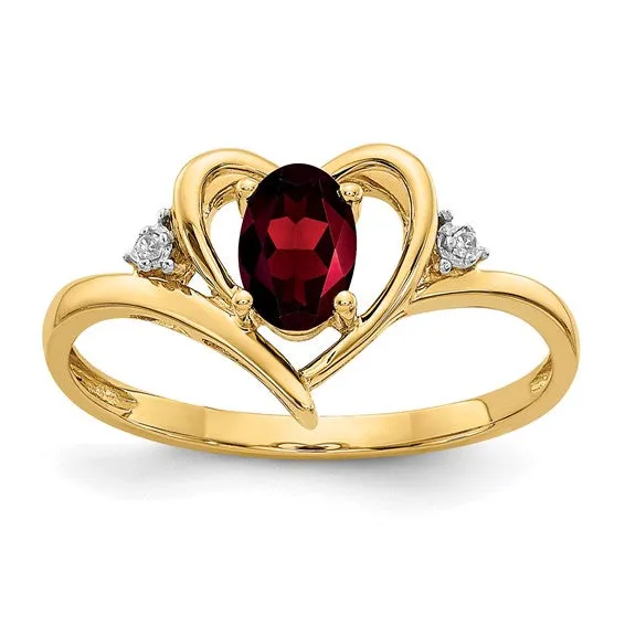 14k Gold Genuine Gemstone Diamond Heart Rings