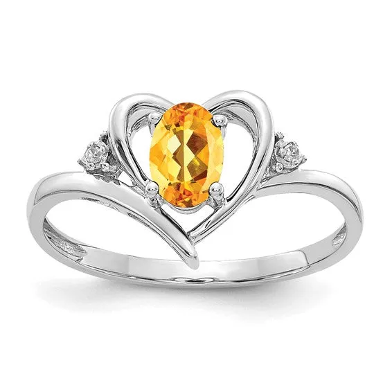 14k Gold Genuine Gemstone Diamond Heart Rings