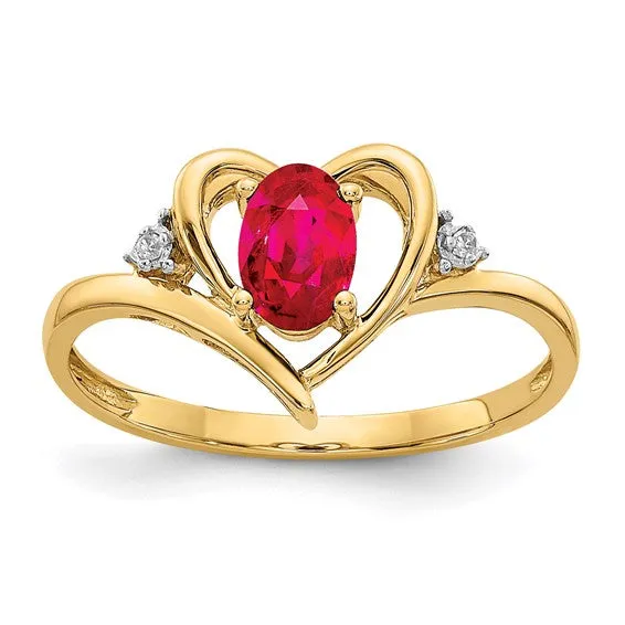 14k Gold Genuine Gemstone Diamond Heart Rings