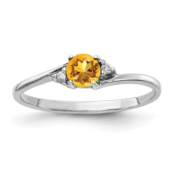 14k Gold Genuine Petite 4mm Round Gemstone and Diamond Rings