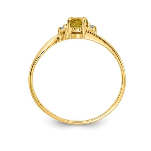 14k Gold Genuine Petite 4mm Round Gemstone and Diamond Rings