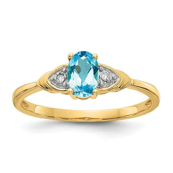 14k Gold Oval Genuine Gemstone Diamond Rings