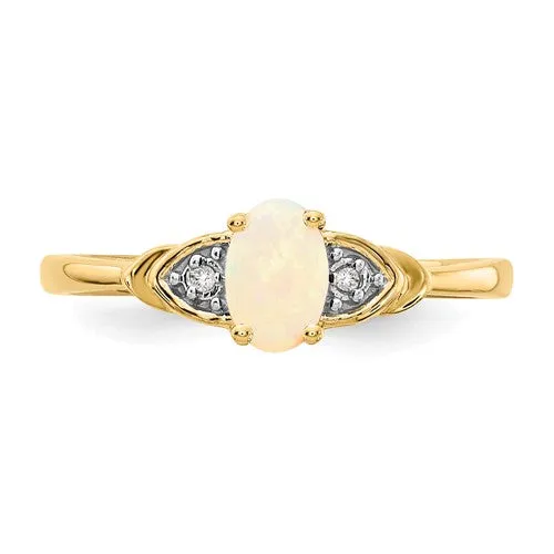 14k Gold Oval Genuine Gemstone Diamond Rings