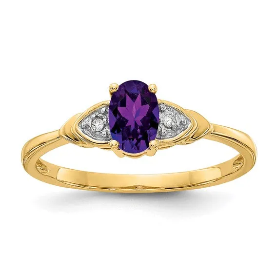 14k Gold Oval Genuine Gemstone Diamond Rings