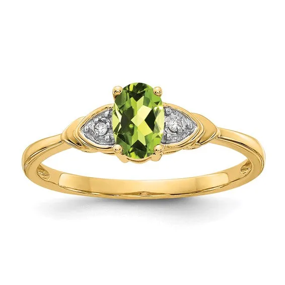 14k Gold Oval Genuine Gemstone Diamond Rings