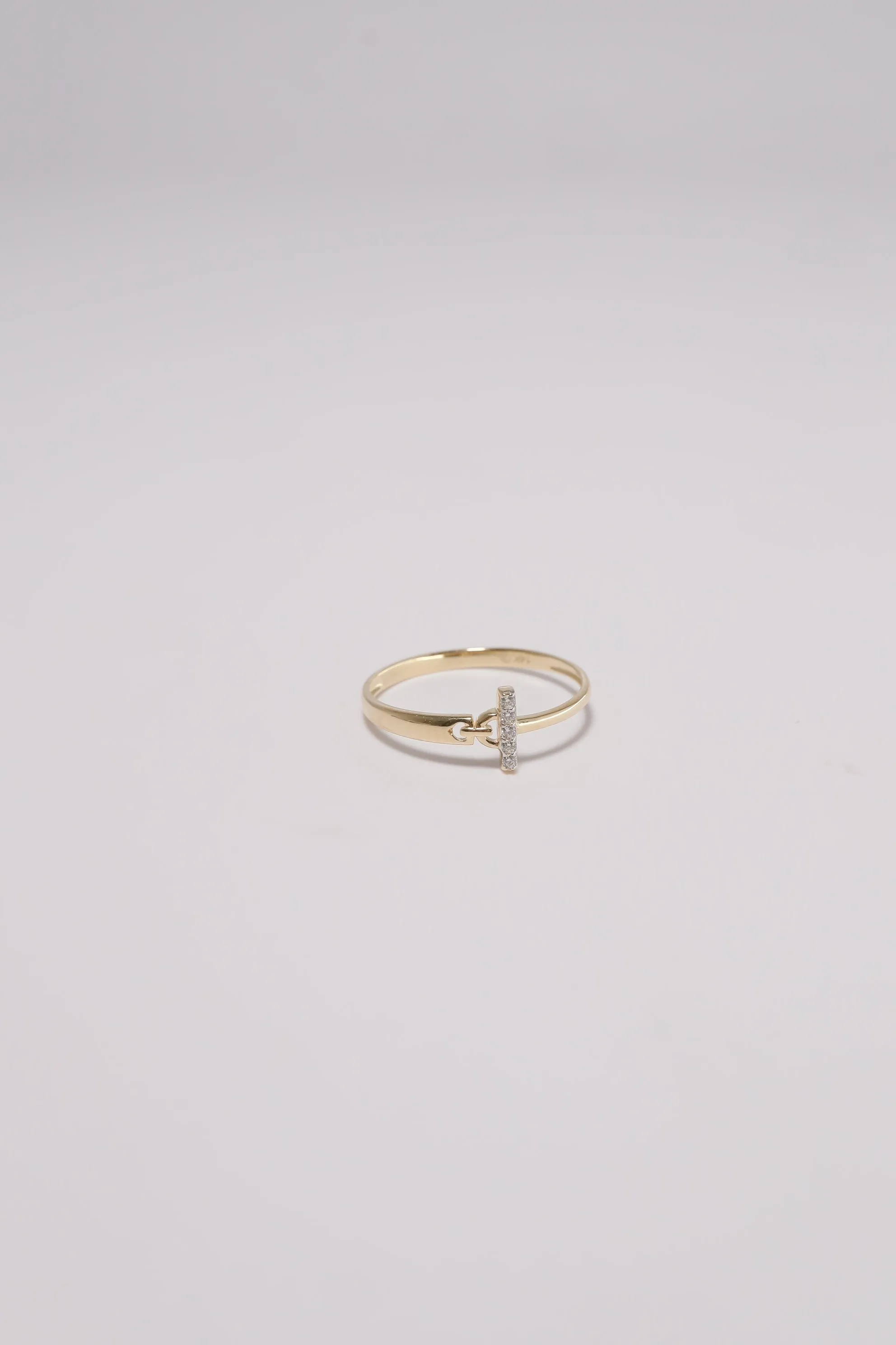 14K Solid Gold CZ Bar Mismatch Stackable Dainty Ring