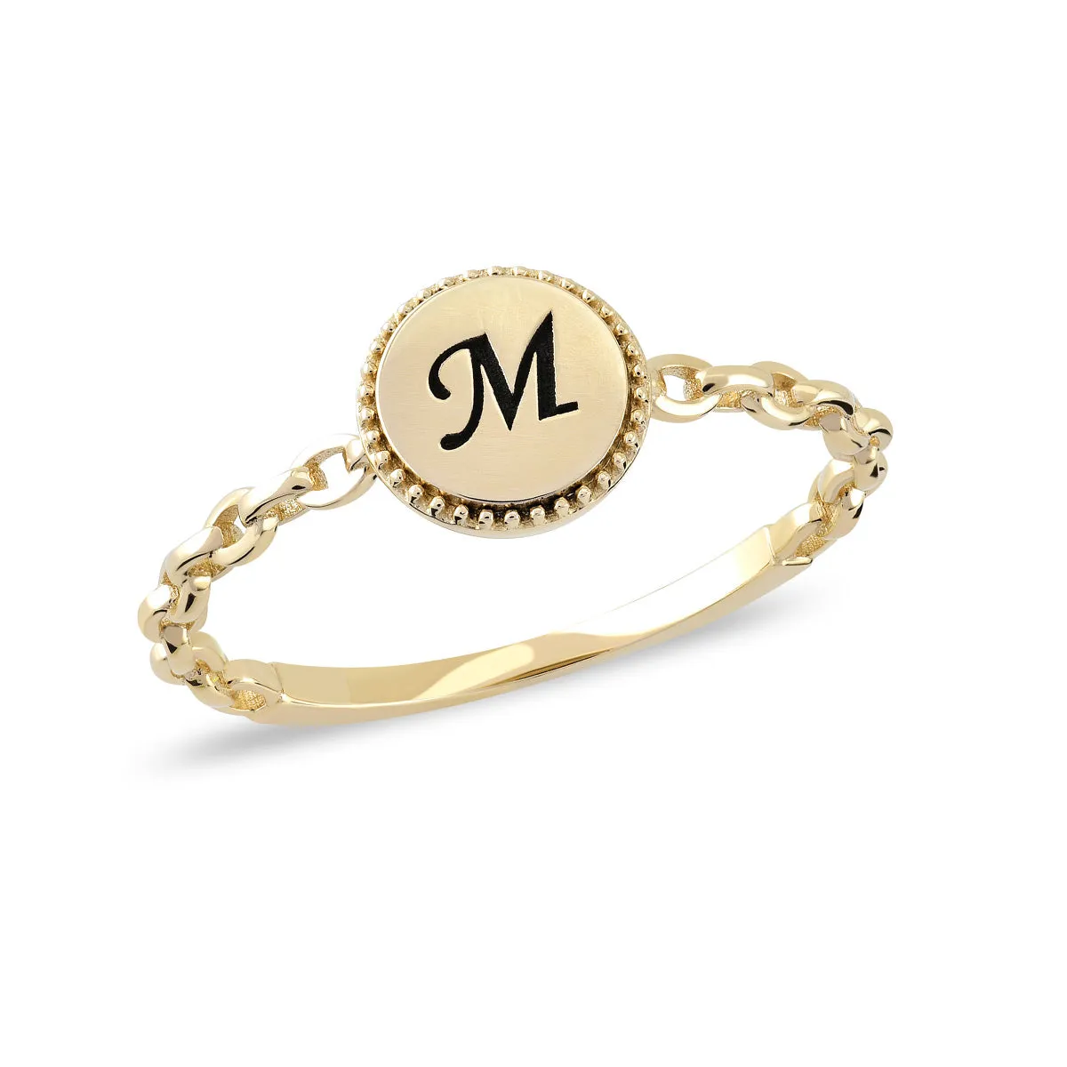 14K Solid Gold Initial Vintage Ring