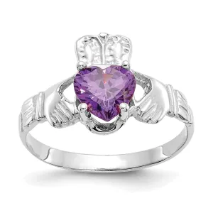 14k White Gold Birthstone Claddagh Ring