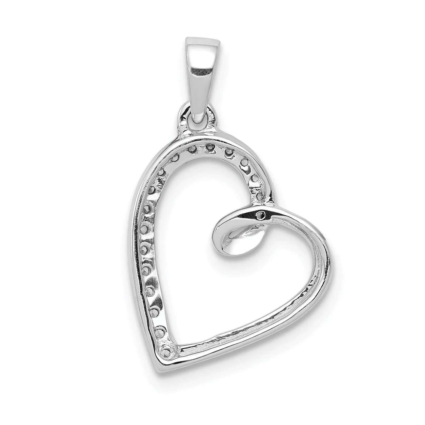 14k White Gold Diamond Heart Design Pendant