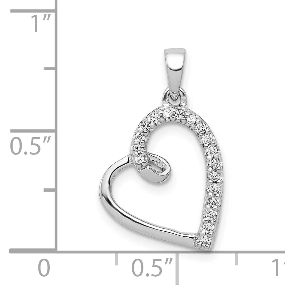 14k White Gold Diamond Heart Design Pendant