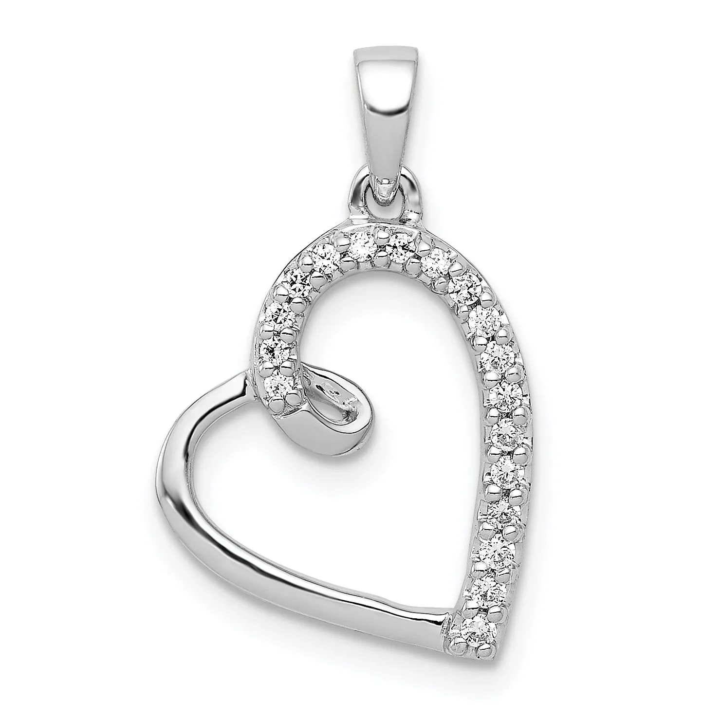 14k White Gold Diamond Heart Design Pendant