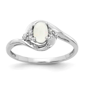 14k White Gold Genuine Oval Gemstone and Diamond Rings