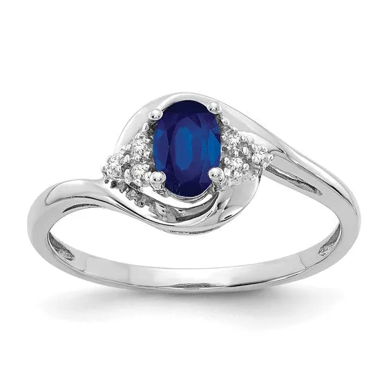 14k White Gold Genuine Oval Gemstone and Diamond Rings