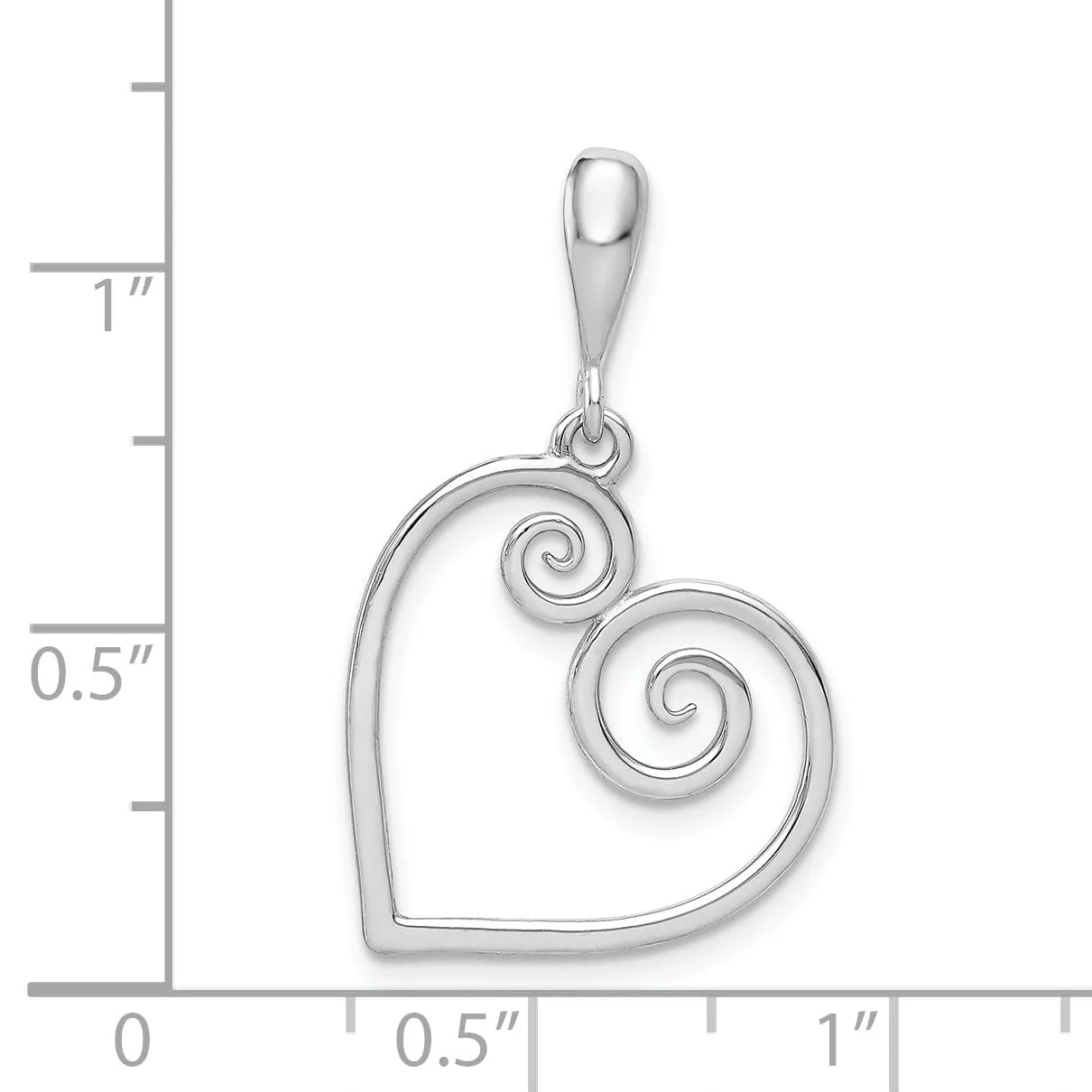 14K White Gold Heart Charm Pendant