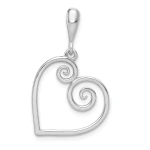 14K White Gold Heart Charm Pendant