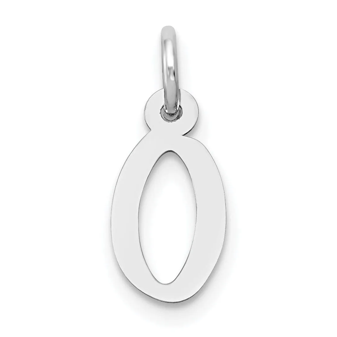 14k White Gold Small Slanted Block Letter O Initial Pendant