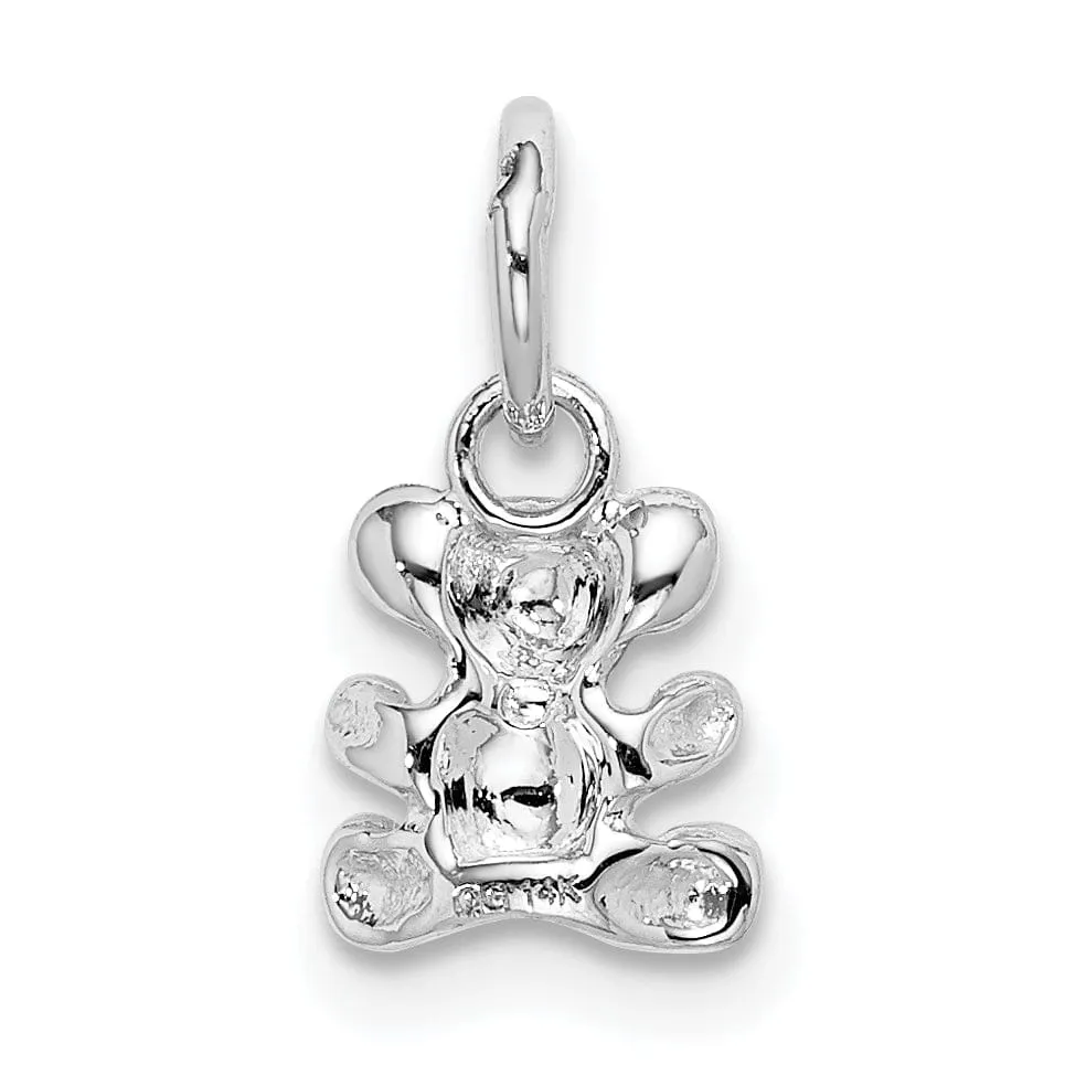 14k White Gold Teddy Bear Charm Pendant