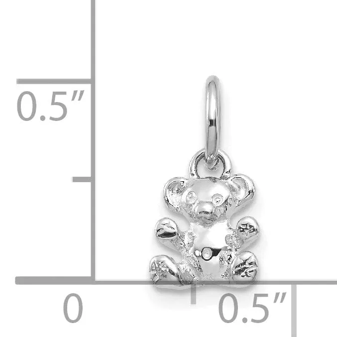 14k White Gold Teddy Bear Charm Pendant