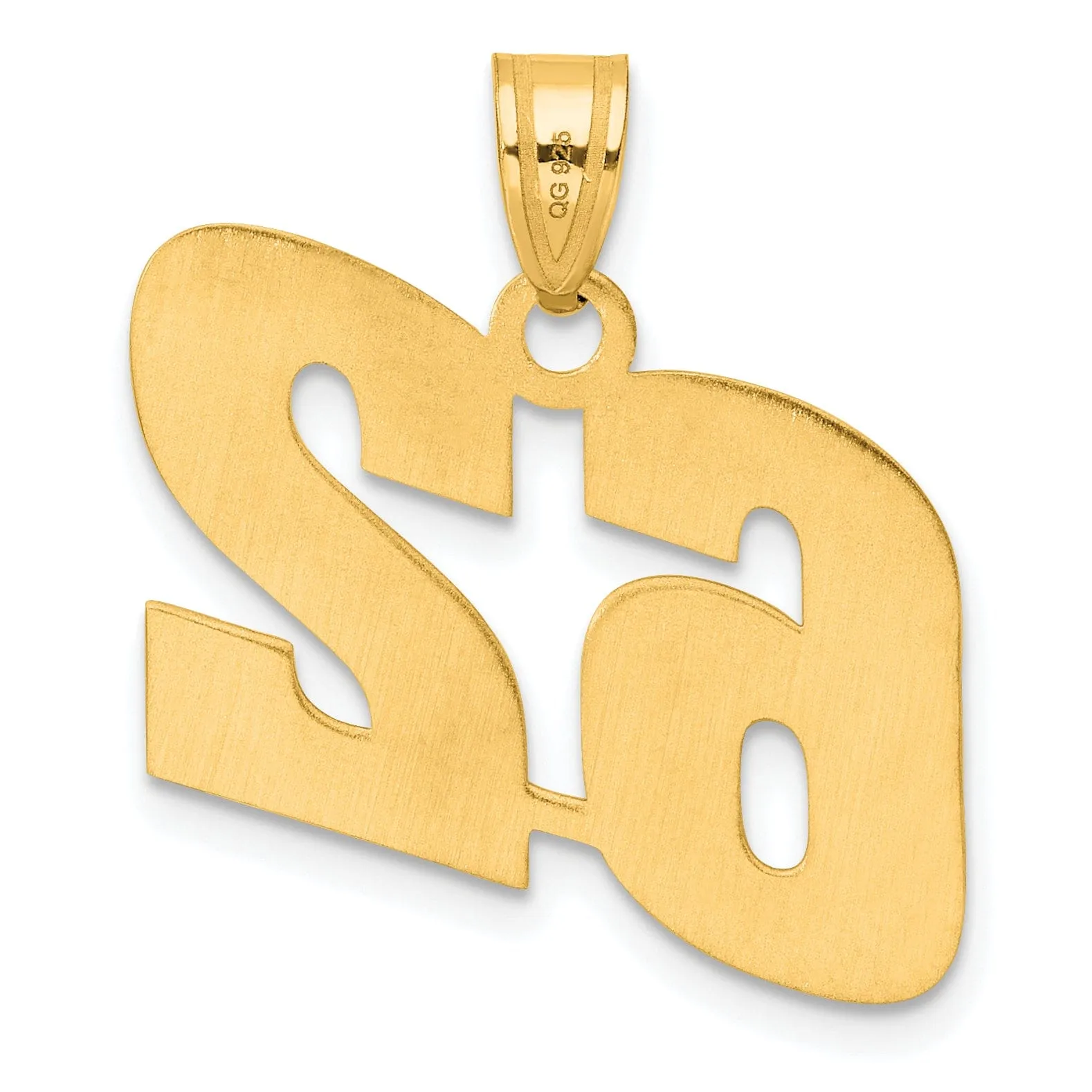 14k Yellow Gold Polished Finish Block Script Design Number 62 Charm Pendant