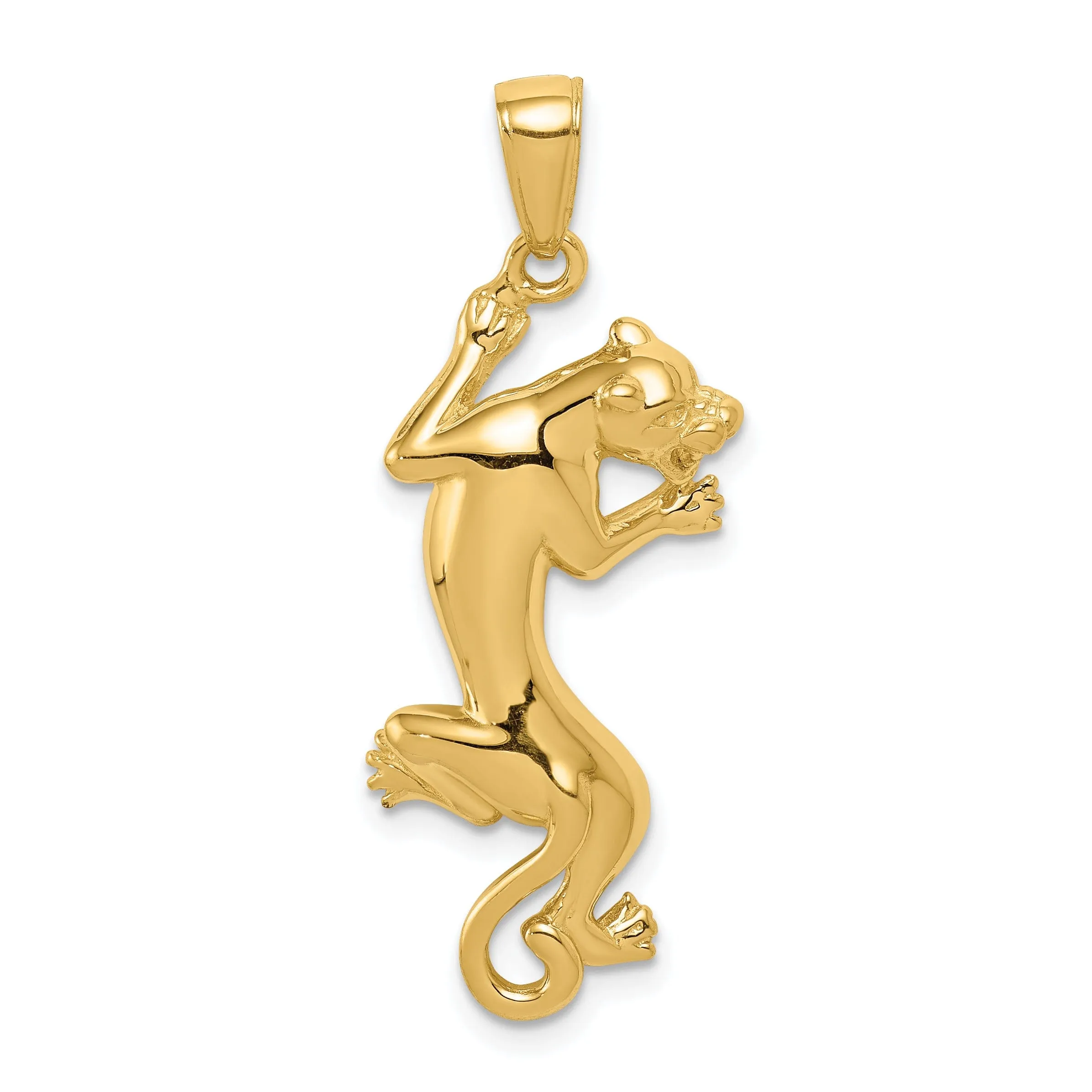 14K Yellow Gold Solid Polished Finish Gold Panther Charm Pendant