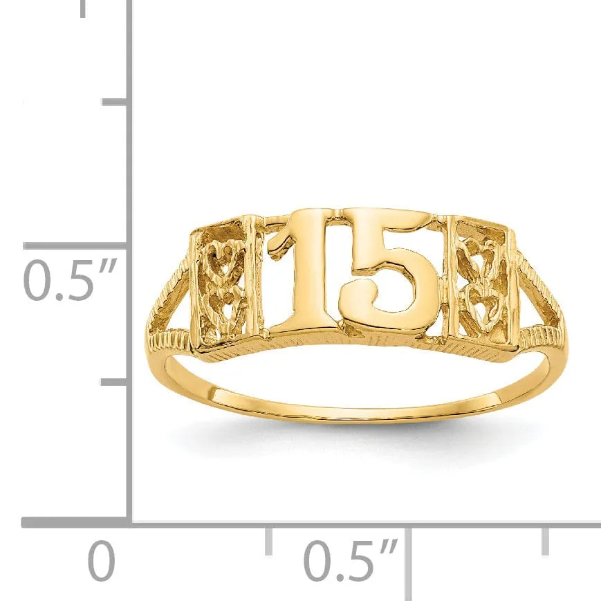 14k Yellow Gold Sweet '15' RING