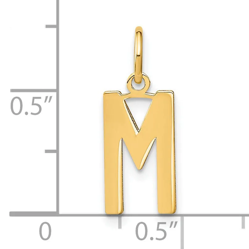 14k Yellow Gold Women's Letter M Initial Charm Pendant