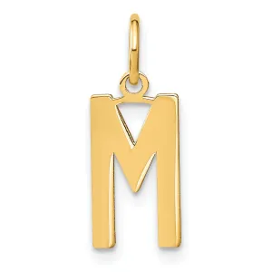 14k Yellow Gold Women's Letter M Initial Charm Pendant