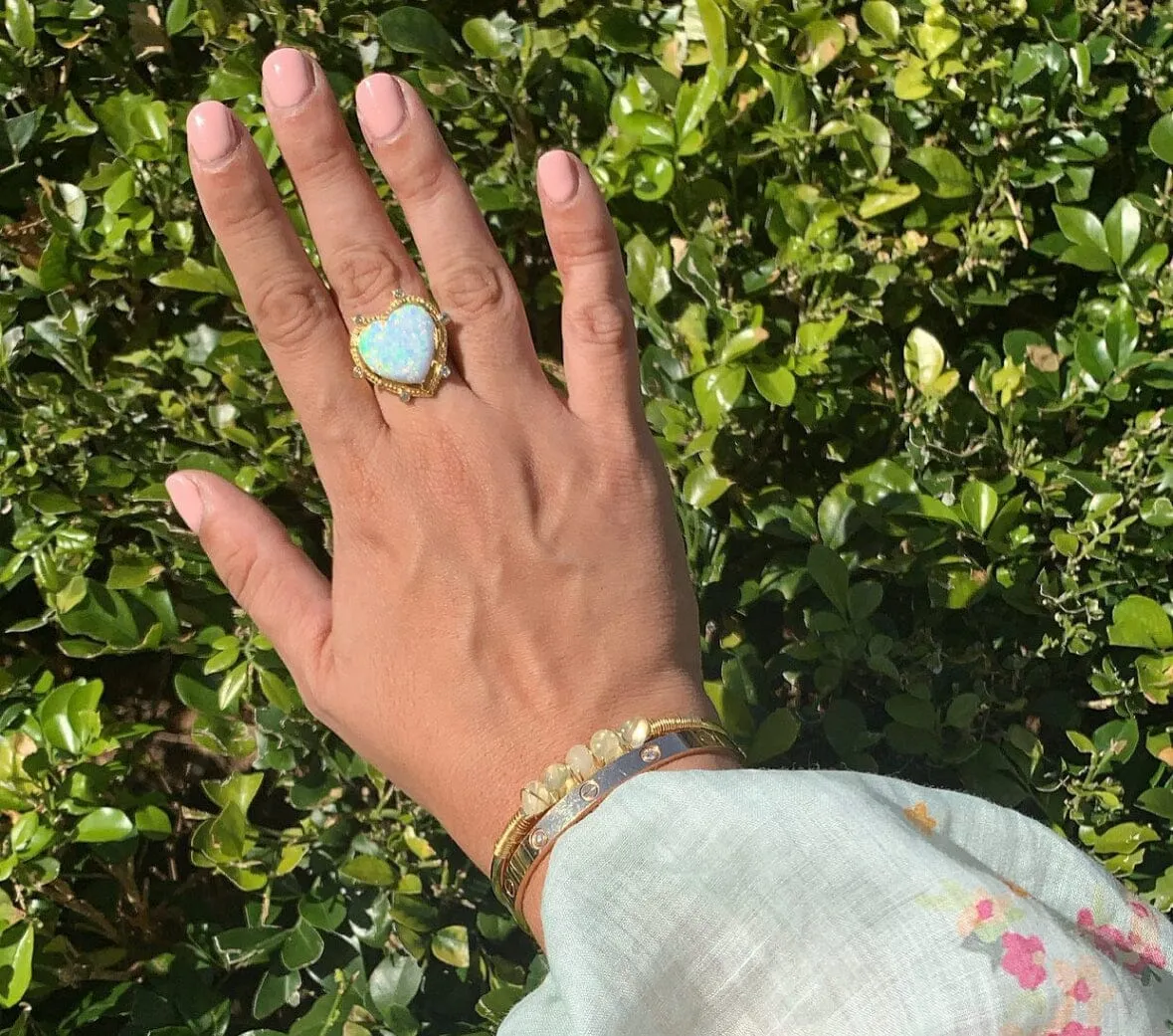 18k Gold Vermeil Love Heart Opal Ring: The Ariana