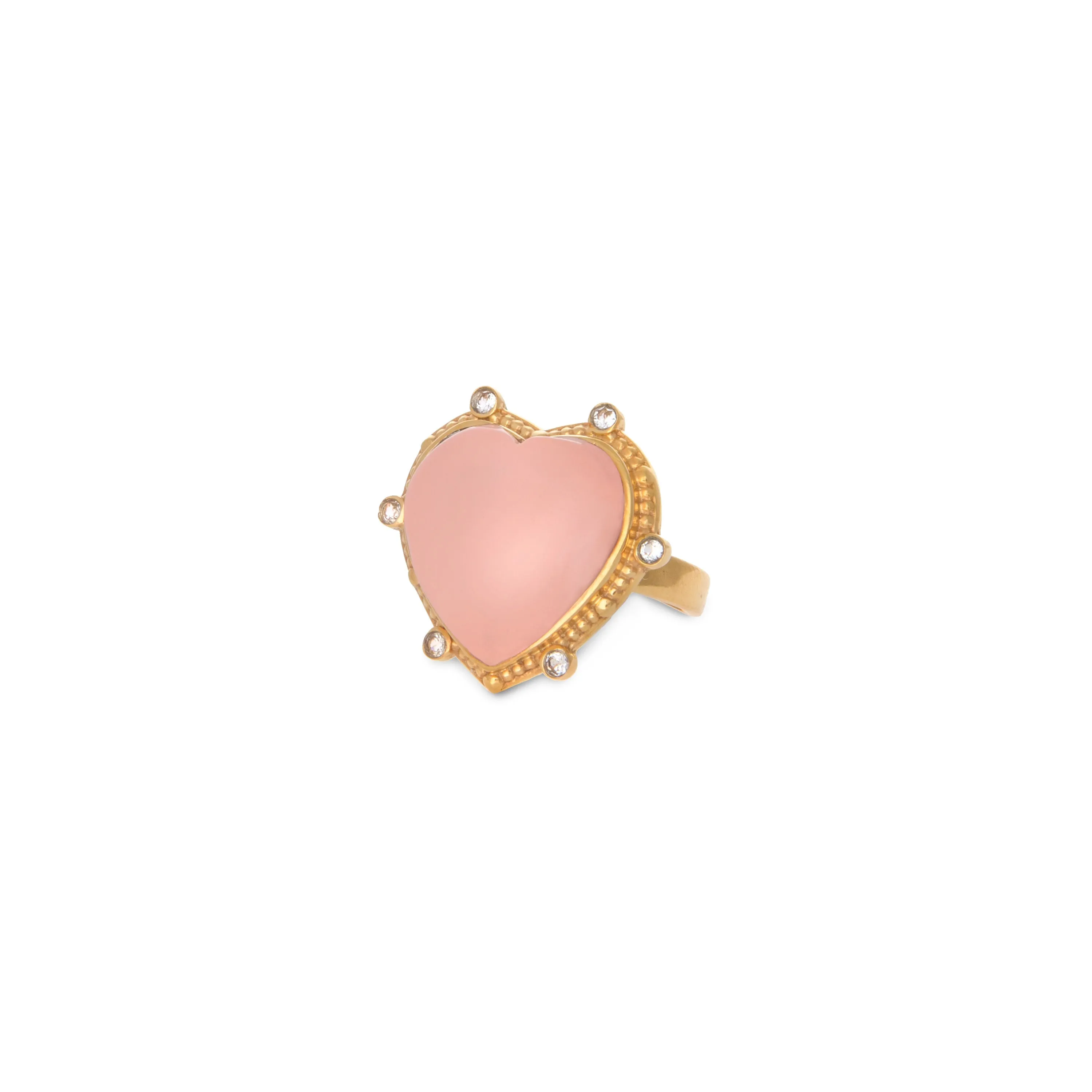 18k Gold Vermeil Love Heart Pink Opal Ring: The Ariana