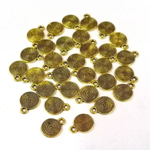 20 Pcs Pack, Oxidized Plated 10x14 mm Coin Charms Pendant for Jewelry