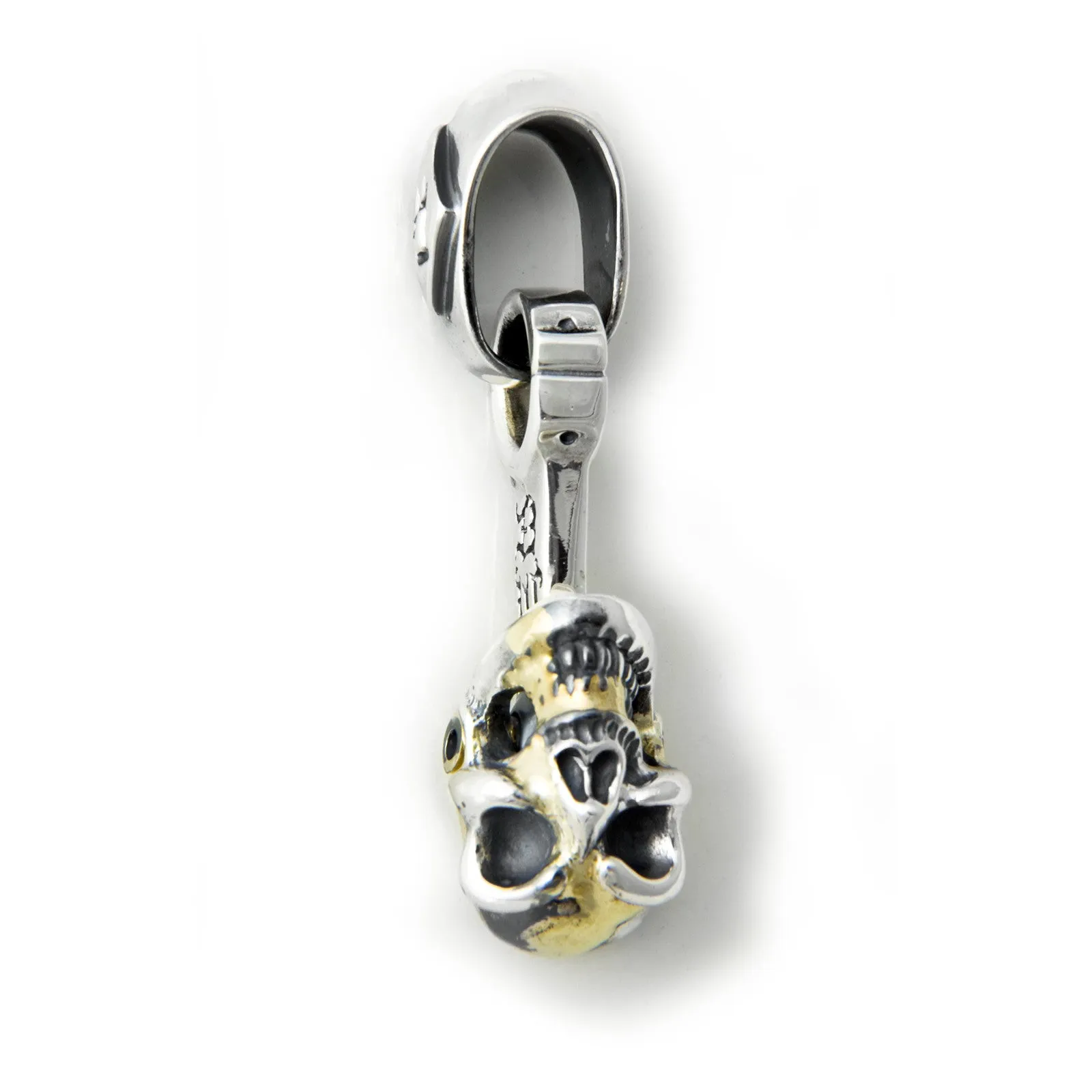 30th Anniversary Piston with Skull Pendant and Gold Overlay