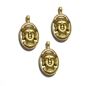 4 Pcs Solid Buddha Charms Pendants Gold Oxidized in size about 18x32mm