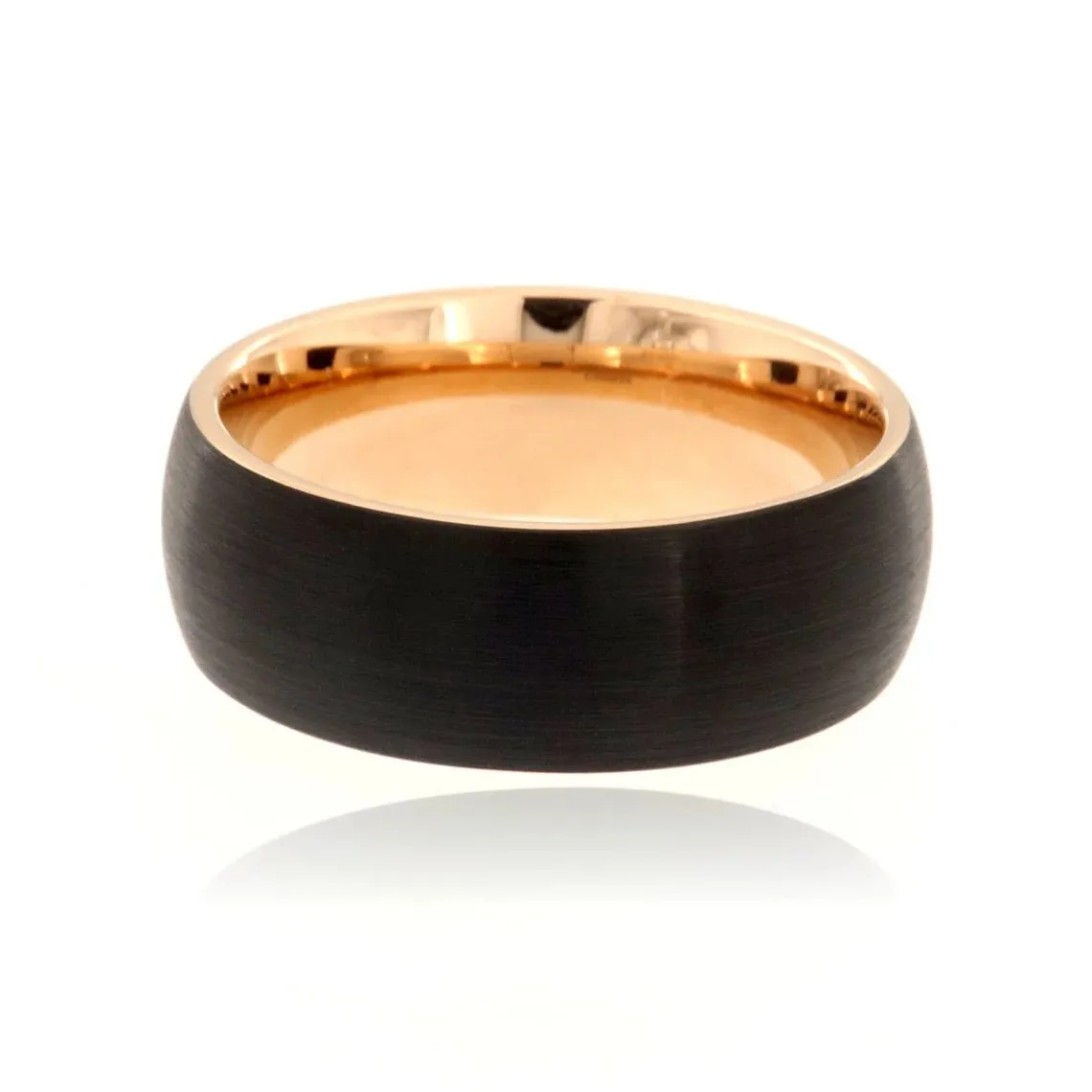 8mm Heavy Tungsten Carbide Ring With Black / Rose Finish & Free Personalization