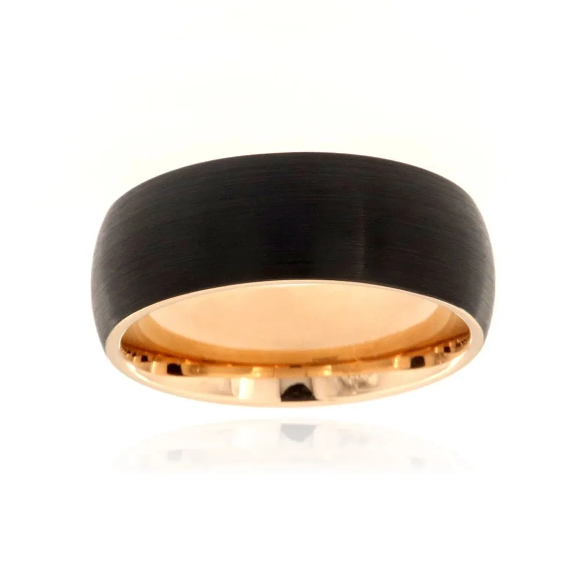 8mm Heavy Tungsten Carbide Ring With Black / Rose Finish & Free Personalization