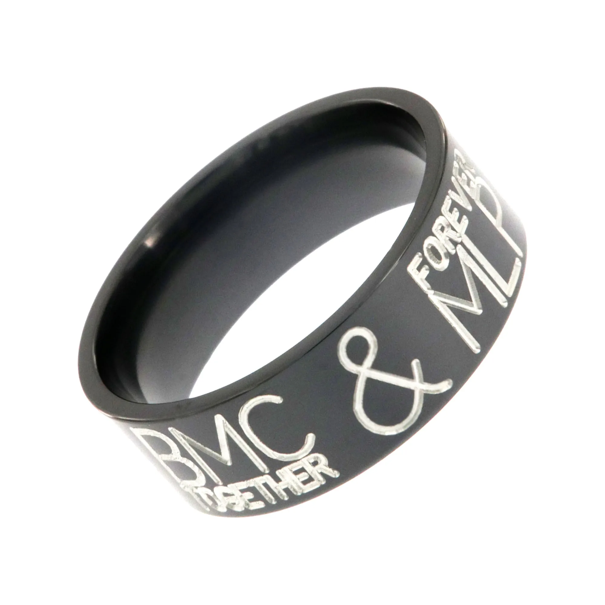 8mm Wide Two-Tone Black Zirconium Duck Band - Men's Wedding Rings